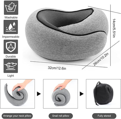 Travel Pillows for Airplanes, Travel Neck Pillow Travel Pillow, 360° Support Memory Foam Travel Pillow with 3D Contoured Eye Mask, Earplugs and Storage Bag for Airplanes Offices, Cars, Gray