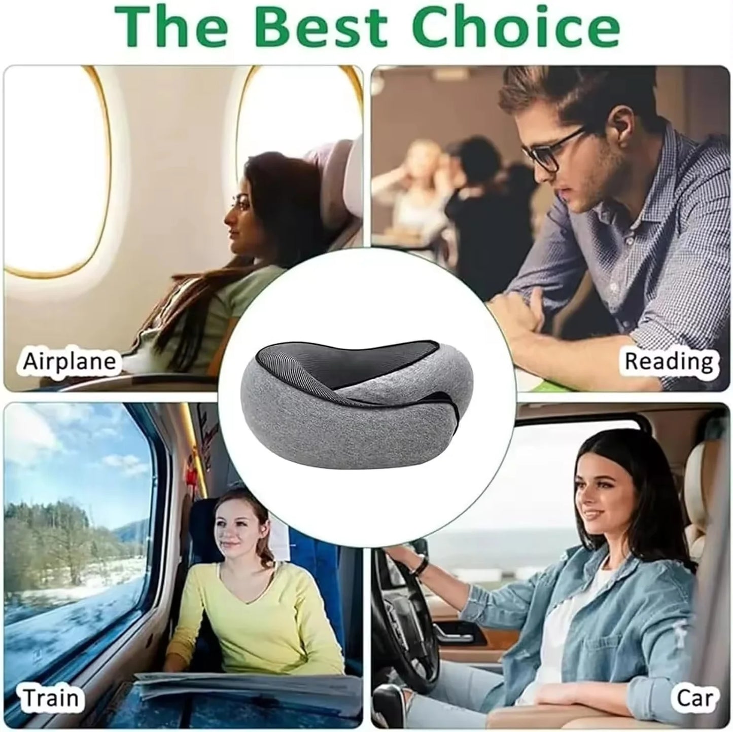 Travel Pillows for Airplanes, Travel Neck Pillow Travel Pillow, 360° Support Memory Foam Travel Pillow with 3D Contoured Eye Mask, Earplugs and Storage Bag for Airplanes Offices, Cars, Gray